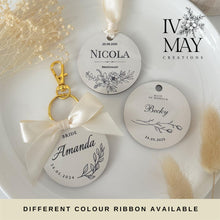 Load image into Gallery viewer, Personalized Wedding Keyring: Bridal Party Favor, Keepsake Name Tag
