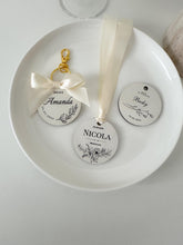 Load image into Gallery viewer, Personalized Wedding Keyring: Bridal Party Favor, Keepsake Name Tag
