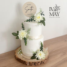 Load image into Gallery viewer, Artificial Cream Rose Cake Flowers: Eucalyptus Wedding Decoration Set
