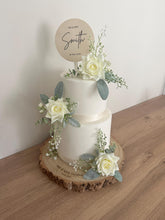 Load image into Gallery viewer, Cream Rose Cake Flowers: Silk Wedding Cake Floral Arrangement
