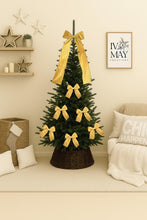Load image into Gallery viewer, Luxury Handmade Velvet Christmas Tree Bows: Mustard Yellow &amp; Gold, Clip-On
