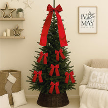 Load image into Gallery viewer, Luxury Handmade Velvet Christmas Tree Bow Topper: Red Holiday Decor
