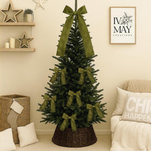 Load image into Gallery viewer, Luxury Handmade Velvet Christmas Tree Bow Topper: Olive Green Clip-On Decor

