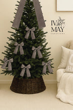 Load image into Gallery viewer, Luxury Handmade Velvet Christmas Tree Bows: Clip-On Tree Topper - Grey - Greyish
