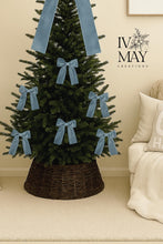 Load image into Gallery viewer, Luxury Handmade Velvet Christmas Tree Bows: Clip-On Decorations, Pale Blue - Dusty Blue
