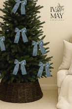 Load image into Gallery viewer, Luxury Handmade Velvet Christmas Tree Bow Topper: Clip-On Holiday Decor - Dusty Blue - Pale Blue
