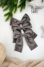 Load image into Gallery viewer, Luxury Handmade Velvet Christmas Tree Bows: Clip-On Tree Topper - Grey - Greyish
