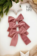 Load image into Gallery viewer, Luxury Handmade Velvet Christmas Tree Bow: Dusty Pink Clip-On Ornament - Dusty Pink

