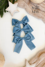 Load image into Gallery viewer, Luxury Handmade Velvet Christmas Tree Bows: Clip-On Decorations, Pale Blue - Dusty Blue
