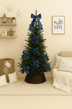 Load image into Gallery viewer, Luxury Handmade Velvet Christmas Tree Bows: Navy Blue Clip-On Ornaments
