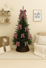 Load image into Gallery viewer, Luxury Handmade Velvet Christmas Tree Bow Topper: Dusty Pink Clip-on Bows
