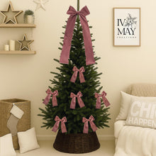Load image into Gallery viewer, Luxury Handmade Velvet Christmas Tree Bow Topper: Dusty Pink Clip-on Bows
