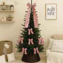 Load image into Gallery viewer, Luxury Handmade Velvet Christmas Tree Bow Topper: Rose Gold Pink Clip-On - Light Dusty Pink - Rose Pink

