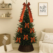 Load image into Gallery viewer, Luxury Handmade Velvet Christmas Tree Bow Topper: Burnt Orange Copper Clip-On
