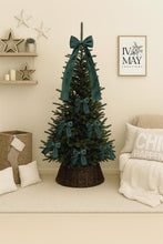 Load image into Gallery viewer, Luxury Handmade Velvet Christmas Tree Bows: Bottle Green Clip-On Decorations - Bottle Green - Forest Green
