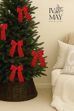 Load image into Gallery viewer, Luxury Handmade Velvet Christmas Tree Bow Topper: Red Holiday Decor
