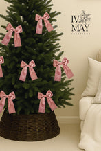 Load image into Gallery viewer, Luxury Handmade Velvet Christmas Tree Bows: Rose Gold Clip-On Ornaments - Light Dusty Pink - Rose Pink
