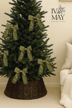 Load image into Gallery viewer, Luxury Handmade Velvet Christmas Tree Bow Topper: Olive Green Clip-On Decor

