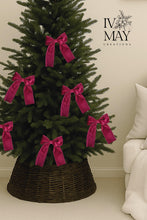Load image into Gallery viewer, Luxury Handmade Velvet Christmas Tree Bow Topper - Hot Pink Clip-On Decor
