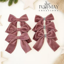 Load image into Gallery viewer, Luxury Handmade Velvet Christmas Tree Bow: Dusty Pink Clip-On Ornament - Dusty Pink
