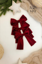 Load image into Gallery viewer, Luxury Handmade Velvet Christmas Tree Bows: Clip-On Burgundy Red Ornaments
