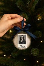 Load image into Gallery viewer, Personalised Memorial Christmas Bauble – Remembrance Ornament with Photo &amp; Feathers | In Memory Keepsake Gift for Nan, Dad, Grandma, Grandad
