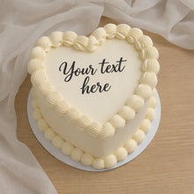 Load image into Gallery viewer, Personalized Heart Wedding Cake Topper: Elegant Calligraphy Icing Sheet
