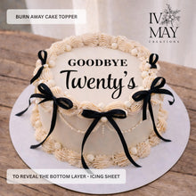 Load image into Gallery viewer, Burn Away Cake Topper – Milestone Birthday Reveal, Edible Wafer &amp; Icing (A5/A4 Sizes)

