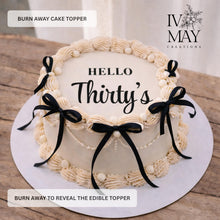 Load image into Gallery viewer, Burn Away Cake Topper – Milestone Birthday Reveal, Edible Wafer &amp; Icing (A5/A4 Sizes)
