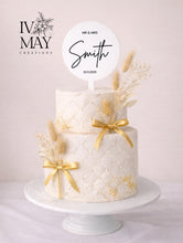 Load image into Gallery viewer, Dried Foliage Cake Side Sprays &amp; Personalised Acrylic Cake Topper
