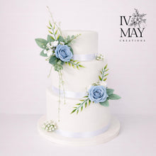 Load image into Gallery viewer, White Wedding christening cake flower arrangement topper foam roses more colours available
