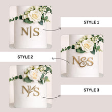 Load image into Gallery viewer, Brushed Gold Acrylic Cake Charm:  acrylic initials - Wedding Cake Acrylic Topper
