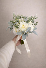 Load image into Gallery viewer, Ivory Silk Rose Wedding Bouquet: Sage Green Eucalyptus Gypsophila, Silk Roses

