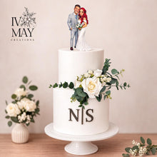 Load image into Gallery viewer, Custom Cartoon Wedding Cake Topper | Photo to Couple Acrylic Keepsake - Bride and Groom Cake Topper
