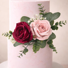 Load image into Gallery viewer, Burgundy Red - Dusty pink Rose Cake Topper: Silk Flower Wedding Garland - Cake flowers
