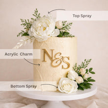 Load image into Gallery viewer, Brushed Gold Acrylic Cake Charm:  acrylic initials - Wedding Cake Acrylic Topper
