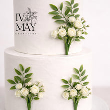 Load image into Gallery viewer, Artificial Foliage Cake Flowers -  Wild Cake Flowers: Boho Style Wedding Cake Sprays - Greenery Cake arrangement with gypsophila
