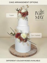 Load image into Gallery viewer, Burnt Orange - Cream - Artificial Cake Flowers: Silk Rose Wedding Cake Topper Set - Dried Style
