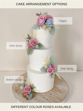 Load image into Gallery viewer, Dusty Blue - Dusty pink - Rose Cake Topper Set: Wedding Christening Decorations

