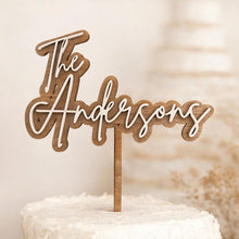 Load image into Gallery viewer, Personalised Wooden Cake Topper with Acrylic Name | Custom Name Cake Topper | wedding Cake Decoration | Wedding Cake Topper

