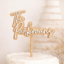 Load image into Gallery viewer, Personalised Wooden Cake Topper with Acrylic Name | Custom Name Cake Topper | wedding Cake Decoration | Wedding Cake Topper
