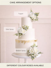 Load image into Gallery viewer, Artificial Cream Rose Cake Flowers – Eucalyptus Wedding Cake Floral Arrangement - Gypsophila Wedding
