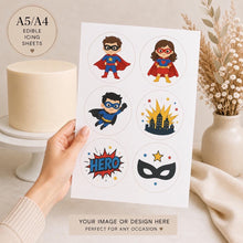 Load image into Gallery viewer, Custom Edible Cake Image | Any Photo, Logo or Clipart | A5 &amp; A4 Icing Sheet | Personalised Cake Topper Print
