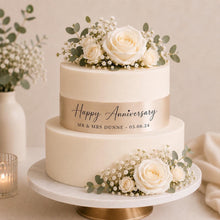 Load image into Gallery viewer, Luxury Personalised Cake Ribbon | Custom Satin Ribbon for Cakes | Wedding, Birthday, Baby Shower, Christening &amp; Anniversary Cake Decoration

