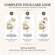 Load image into Gallery viewer, Foam Rose Cake Topper: Dusty Blue &amp; White Floral Garland
