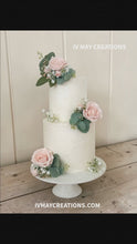 Load and play video in Gallery viewer, Blush Pink Cake Flower Arrangement - eucalyptus roses more colours available
