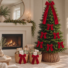 Load and play video in Gallery viewer, Luxury Handmade Velvet Christmas Tree Bow Topper: Red Holiday Decor
