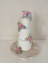 Load and play video in Gallery viewer, Dusty Blue Rose Cake Topper Set: Wedding Christening Decorations
