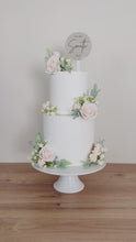 Load and play video in Gallery viewer, FULL SET pale Blush pink cream gypsophila eucalyptus leaf cake topper wedding decorations floral arrangement - Custom Colours available

