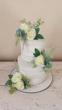 Load and play video in Gallery viewer, FULL SET cake decoration flower floral arrangement ivory silk roses topper
